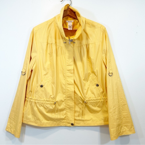 liz & co. Jackets & Blazers - Liz & Co Butter Yellow Spring Windbreaker Rain Jacket Pull Up Sleeves Women’s XL